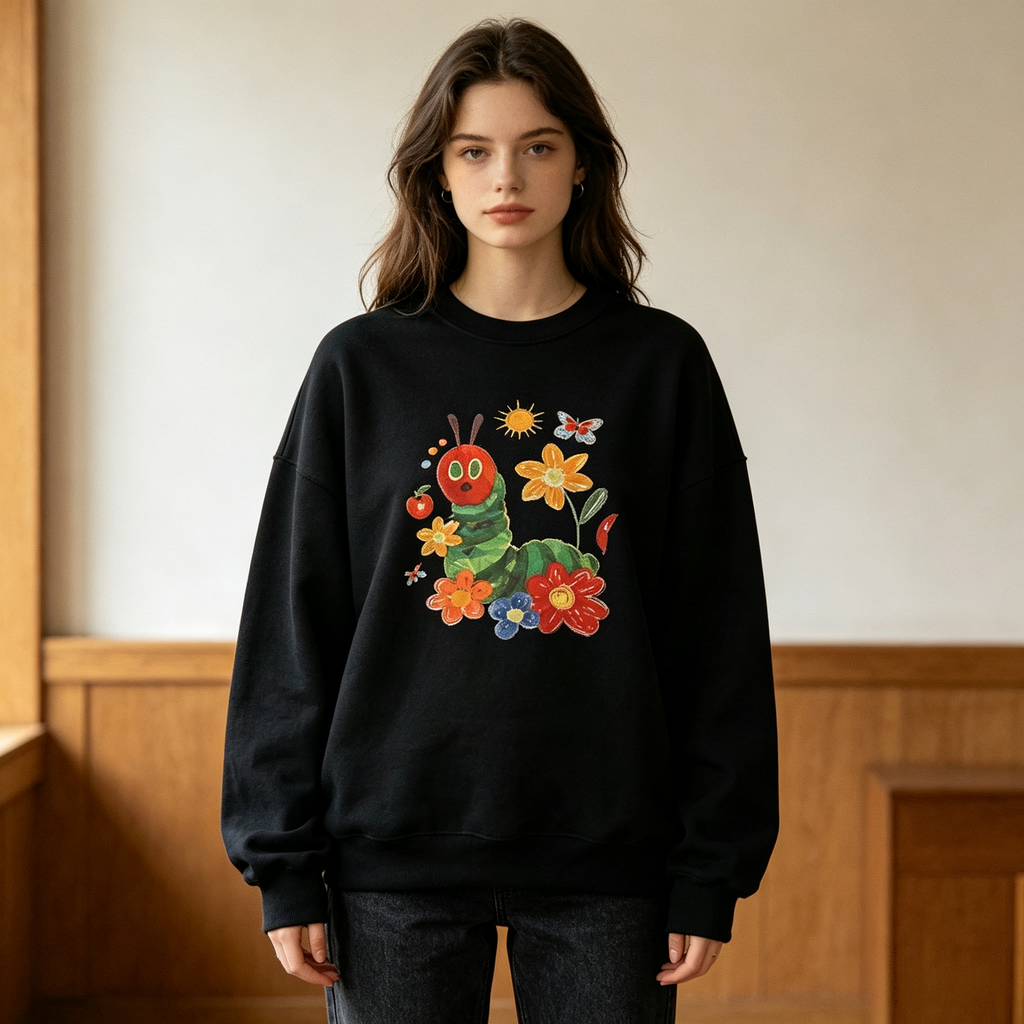 # Retro Caterpillar Floral Graphic Top
