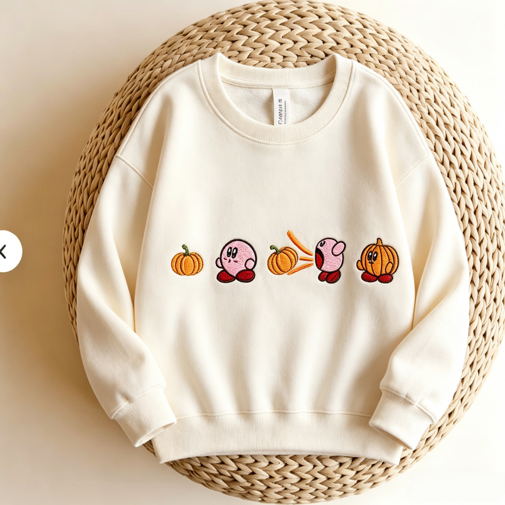 Cute Fall Pumpkin Embroidered Graphic T‑Shirt Sweatshirt hoodie