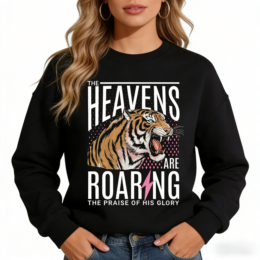 Roaring Heavens Christian Pullover | Faith-Based Tiger Tee hoodie sweatshirt