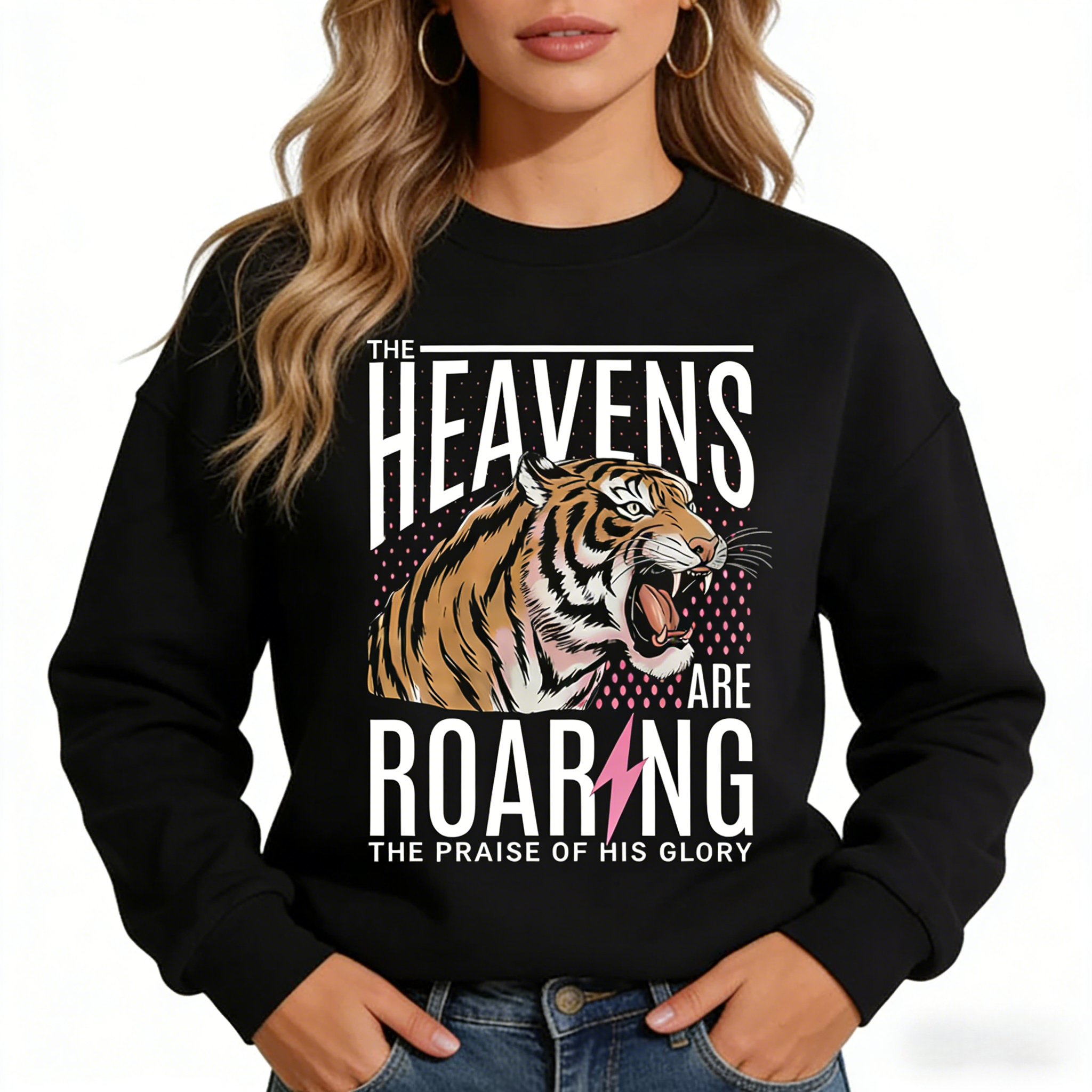 Roaring Heavens Christian Pullover | Faith-Based Tiger Tee hoodie sweatshirt