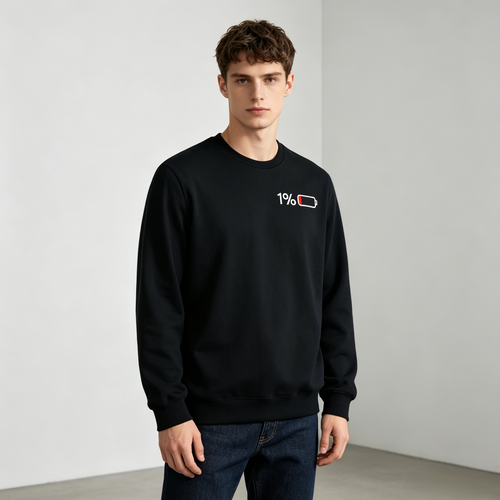 1% Low Battery Funny Minimal Graphic T‑Shirt sweatshirt hoodie