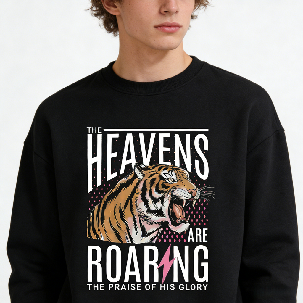 Roaring Heavens Christian Pullover | Faith-Based Tiger Tee hoodie sweatshirt