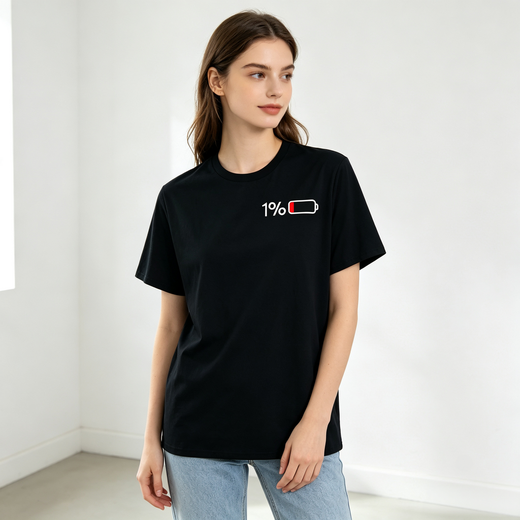 1% Low Battery Funny Minimal Graphic T‑Shirt sweatshirt hoodie