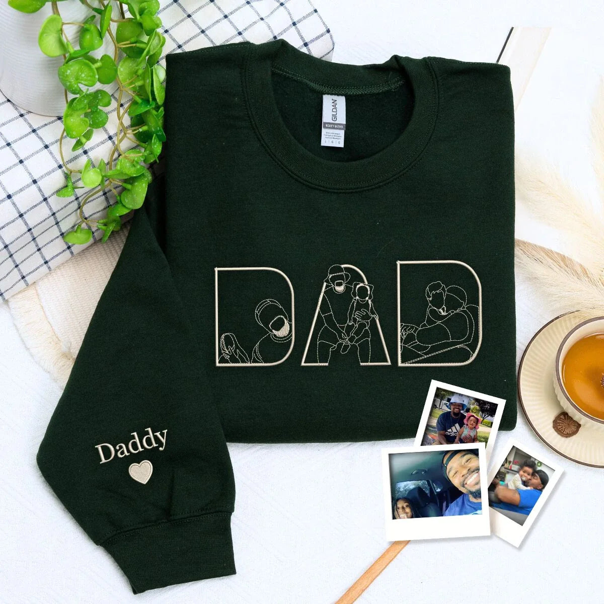 Custom Dad Life Photo Shirt, Personalized Embroidered Gift for Father’s Day Birthday, New Dad Sweatshirt or Hoodie