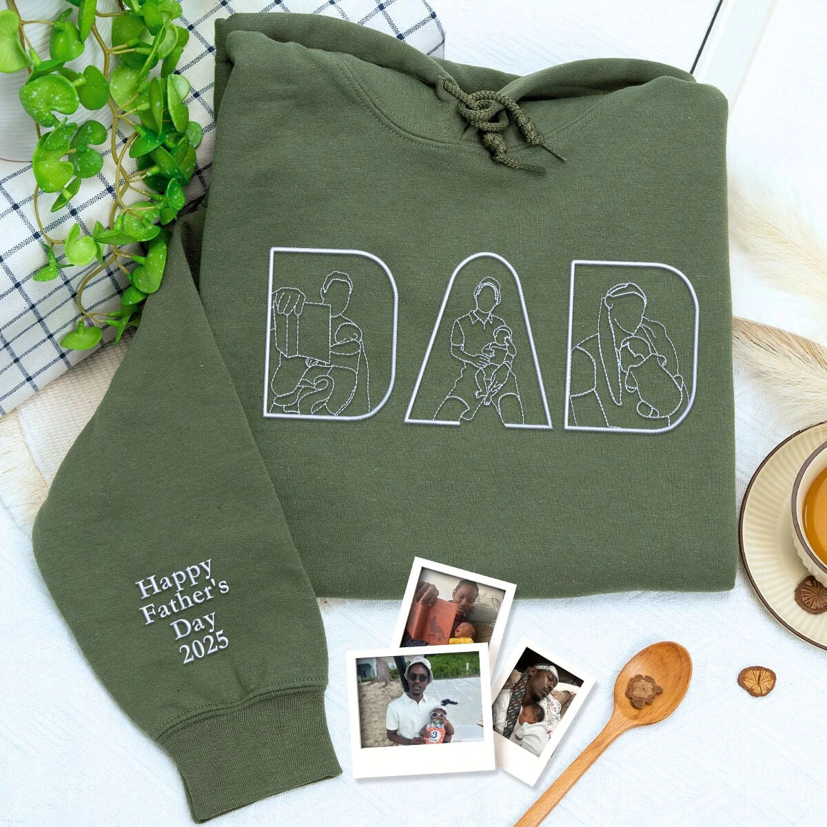 Custom Dad Life Photo Shirt, Personalized Embroidered Gift for Father’s Day Birthday, New Dad Sweatshirt or Hoodie