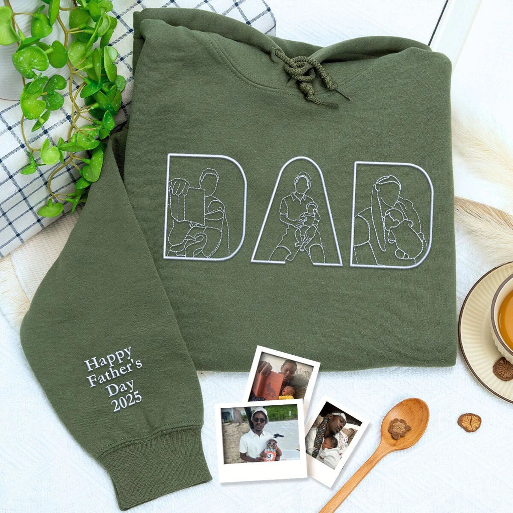 Custom Dad Life Photo Shirt, Personalized Embroidered Gift for Father’s Day Birthday, New Dad Sweatshirt or Hoodie