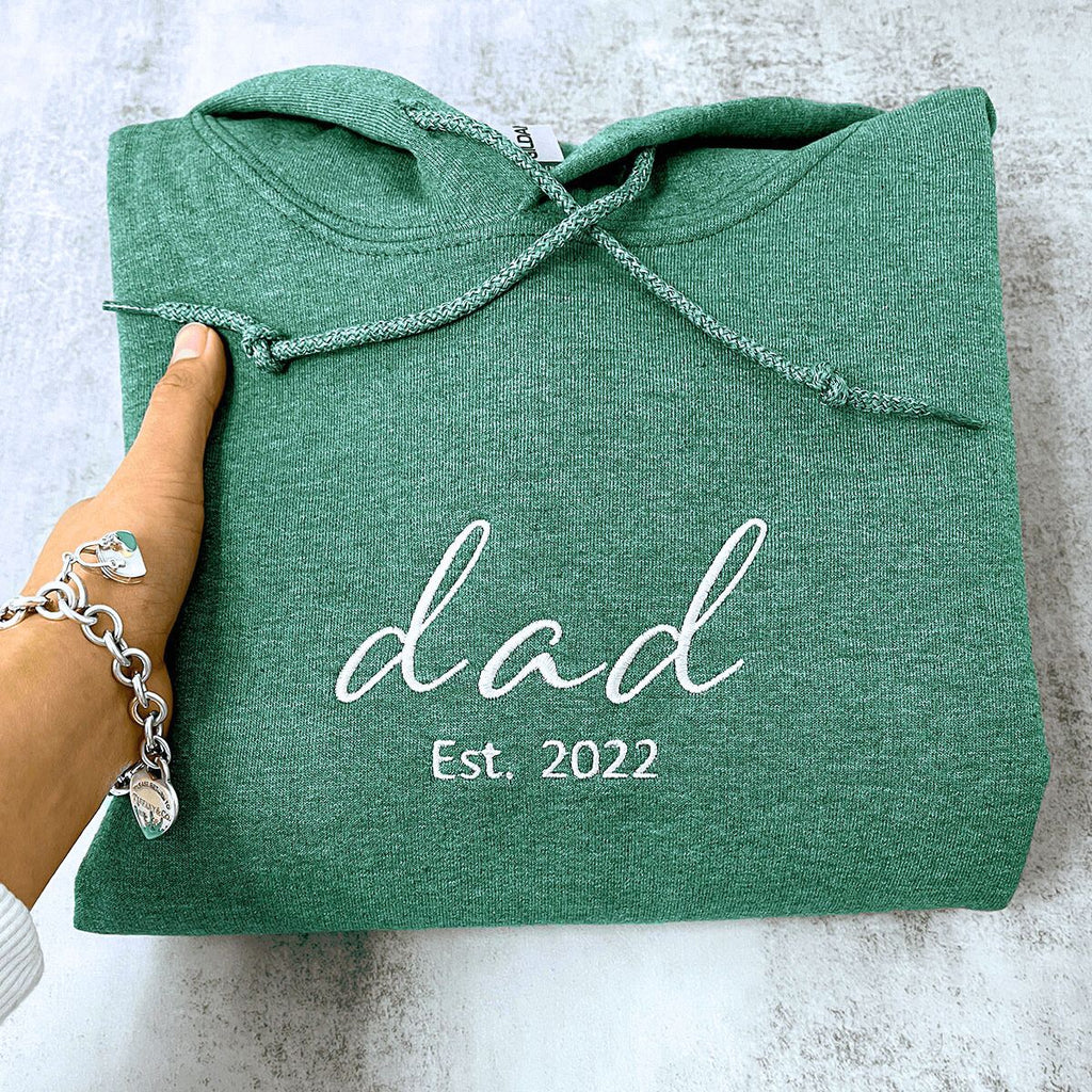 Personalized Fathers Day Hoodies or Sweatshirt with Embroidered Est 2023 2024 Any Year