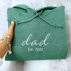 Personalized Fathers Day Hoodies or Sweatshirt with Embroidered Est 2023 2024 Any Year