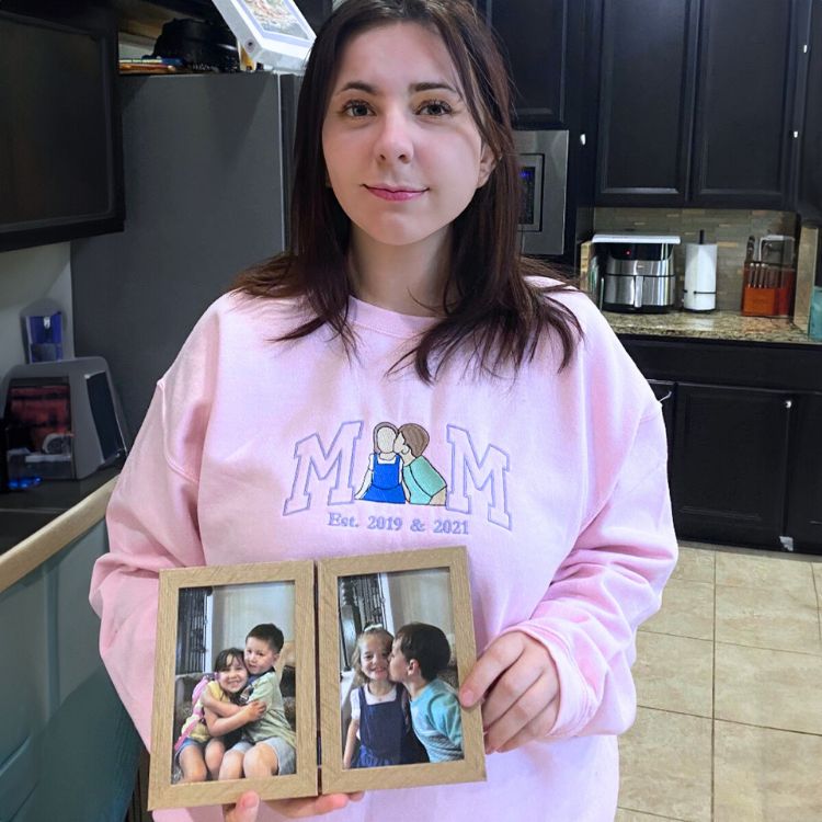 Personalized Mom Photo Sweatshirt or Hoodie, Embroidered Gifts for Mother's Day