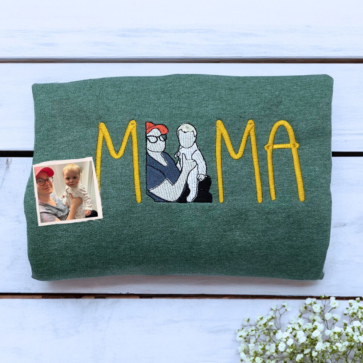 Mom Portrait Sweatshirt or Hoodie from Embroidered Photo, Meaningful Gifts for Mother's Day