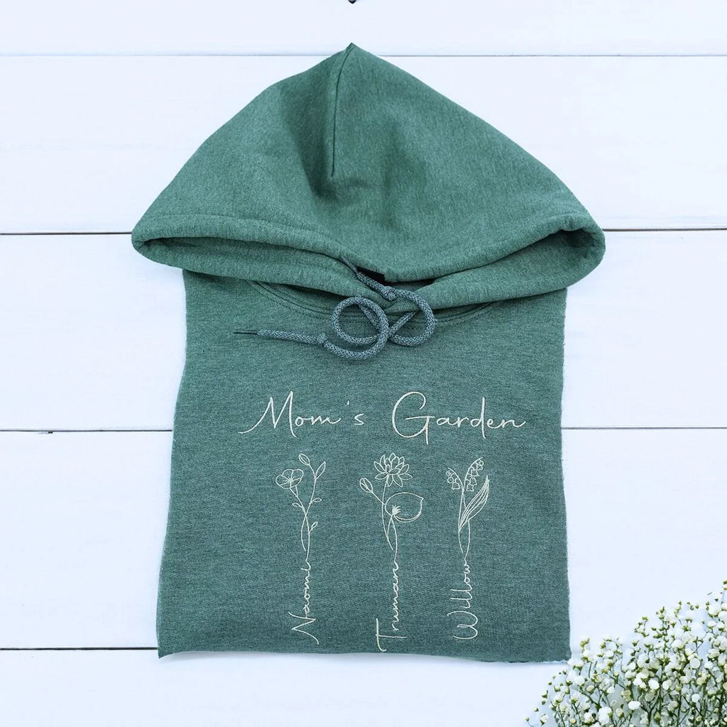 Personalized Birth Flower Mom Sweatshirt or Hoodie - TOOAI