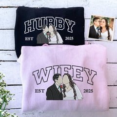 Hubby and Wifey Sweatshirt or Hoodie, Personalized Embroidered Gift Ideas For Married Couples