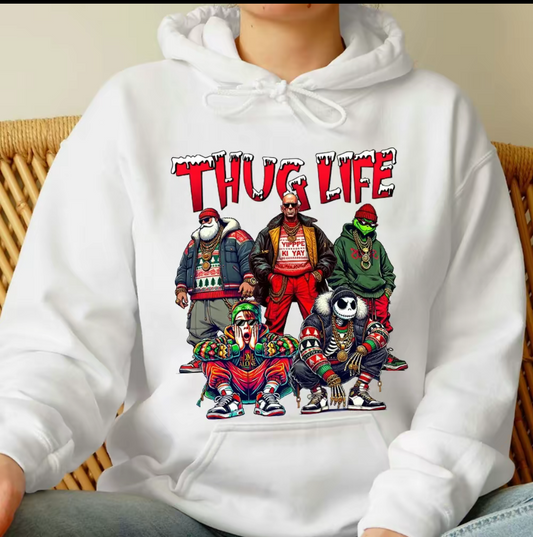 Thug Life Christmas Shirt, Christmas Movies shire, Xmas Graphic Tee Comfort Cotton Fabric Top Fit Hoodie Womenswear Sweatshirts