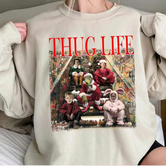 THUGLIFE Christmas Sweatshirt, Christmas Movies Shrits, Trending Graphic Tee, Gift for women,For men