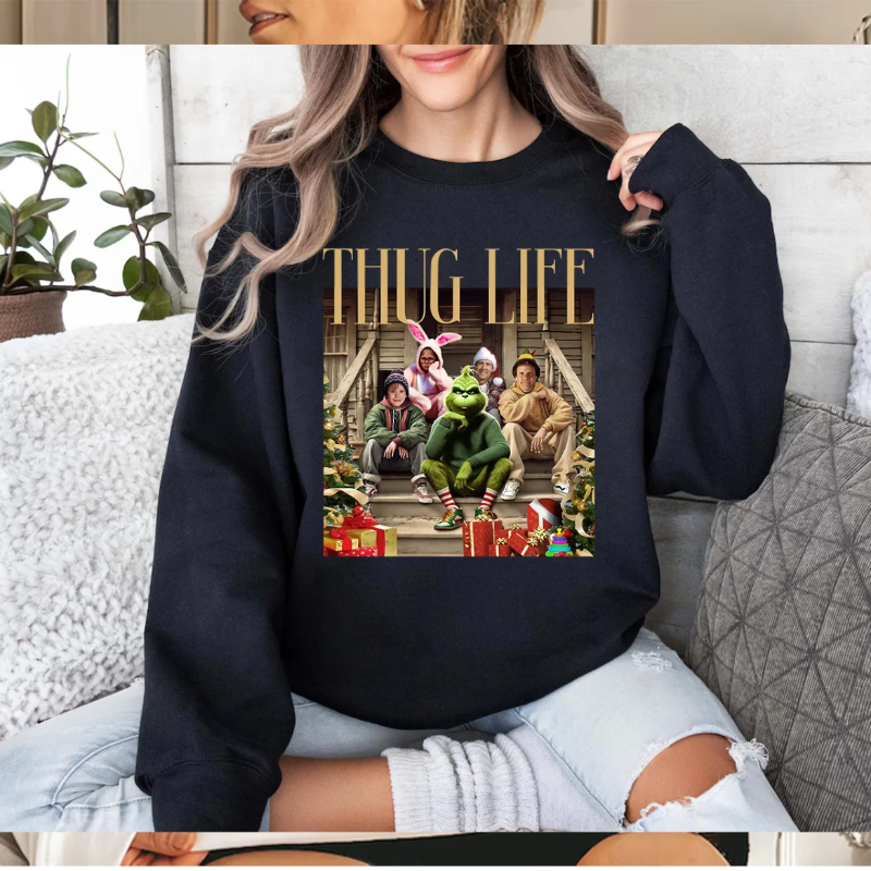 THUGLIFE Christmas Sweatshirt, Character Christmas Movies Shirt