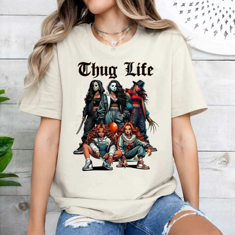 THUGLIFE Christmas Sweatshirt, Horror Girls Christmas Movies Shirt, Ghost Face Shirt, Vintage Scary Movies Shirt