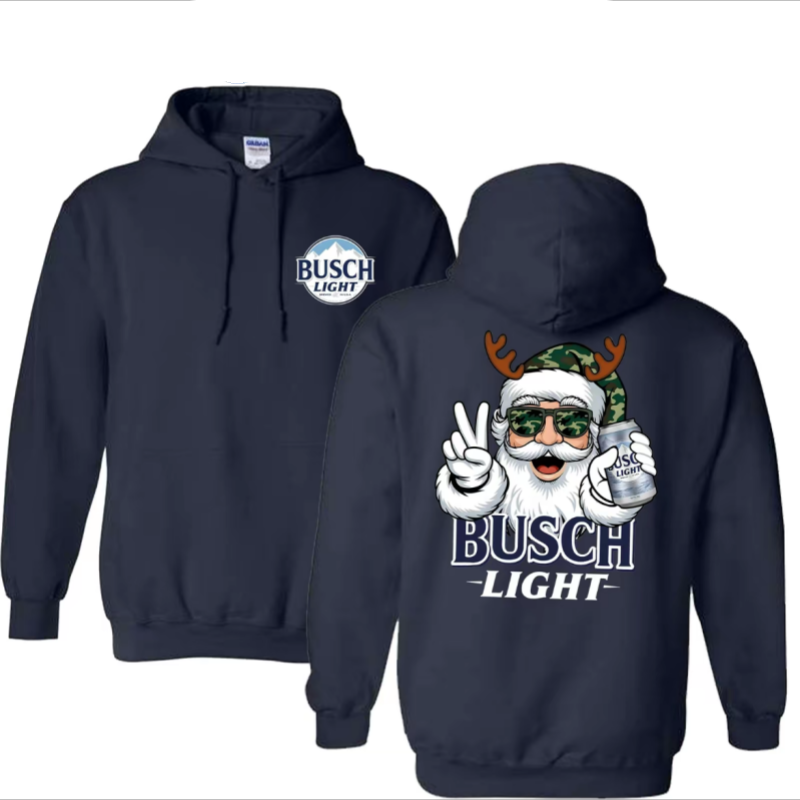 Busch Light Santa Christmas Hunting Beer Two.sided Hoodie, Christmas Hoodie, Shirts For MenFor Women, Christmas Gift ldea, Soft LongSleeve Hoodie