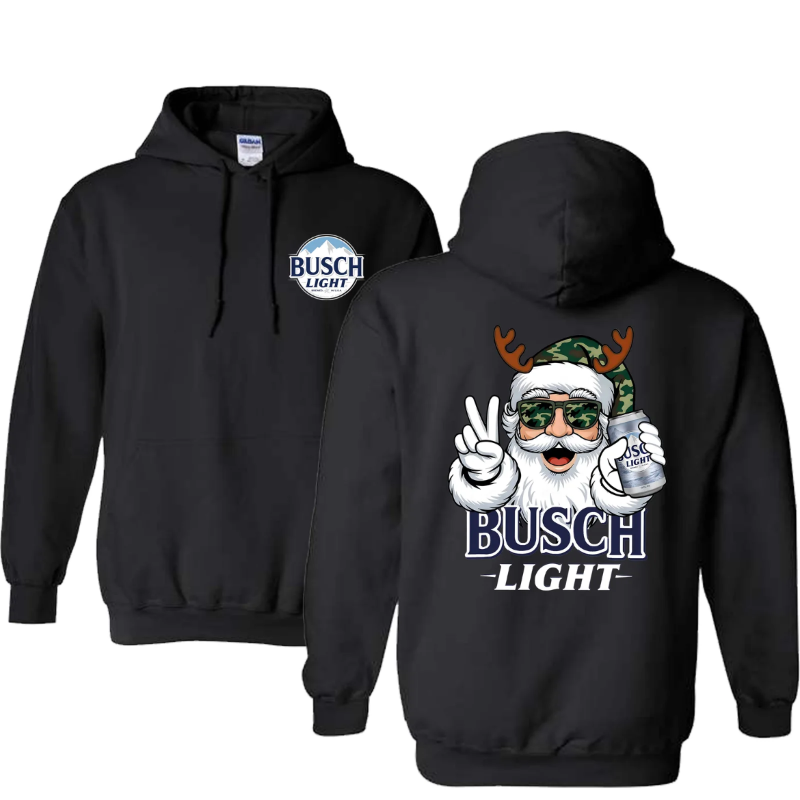 Busch Light Santa Christmas Hunting Beer Two.sided Hoodie, Christmas Hoodie, Shirts For MenFor Women, Christmas Gift ldea, Soft LongSleeve Hoodie