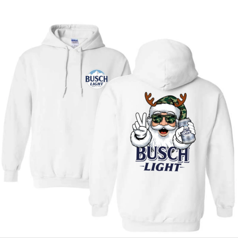 Busch Light Santa Christmas Hunting Beer Two.sided Hoodie, Christmas Hoodie, Shirts For MenFor Women, Christmas Gift ldea, Soft LongSleeve Hoodie