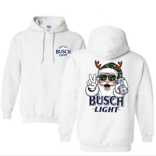 Busch Light Santa Christmas Hunting Beer Two.sided Hoodie, Christmas Hoodie, Shirts For MenFor Women, Christmas Gift ldea, Soft LongSleeve Hoodie