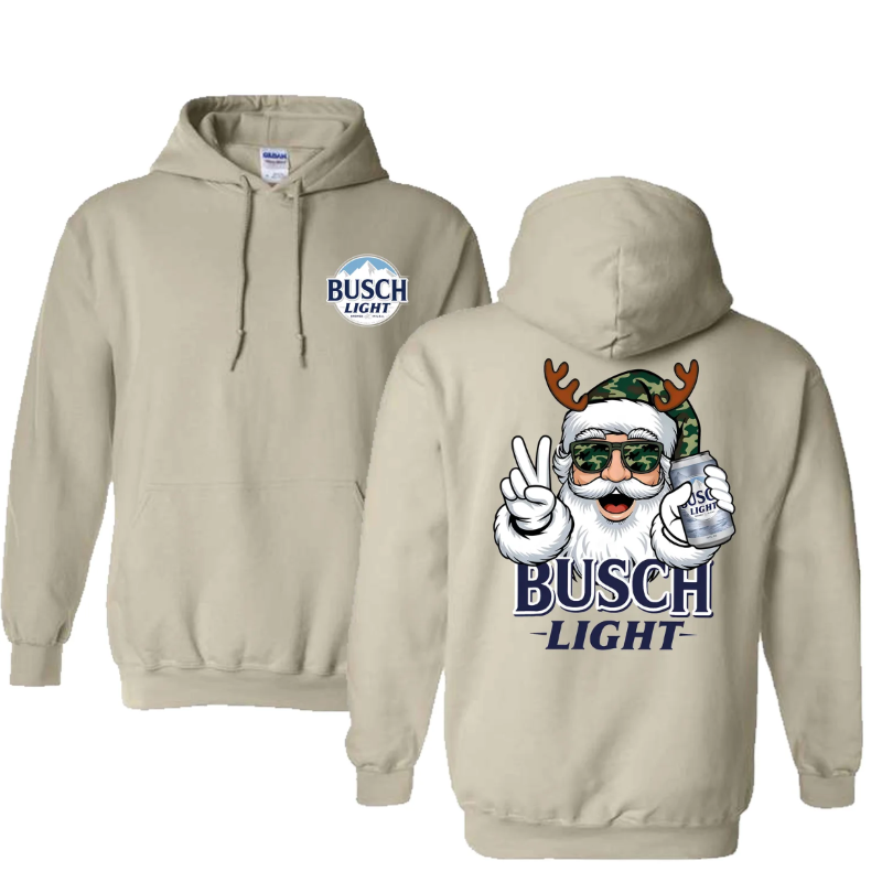 Busch Light Santa Christmas Hunting Beer Two.sided Hoodie, Christmas Hoodie, Shirts For MenFor Women, Christmas Gift ldea, Soft LongSleeve Hoodie