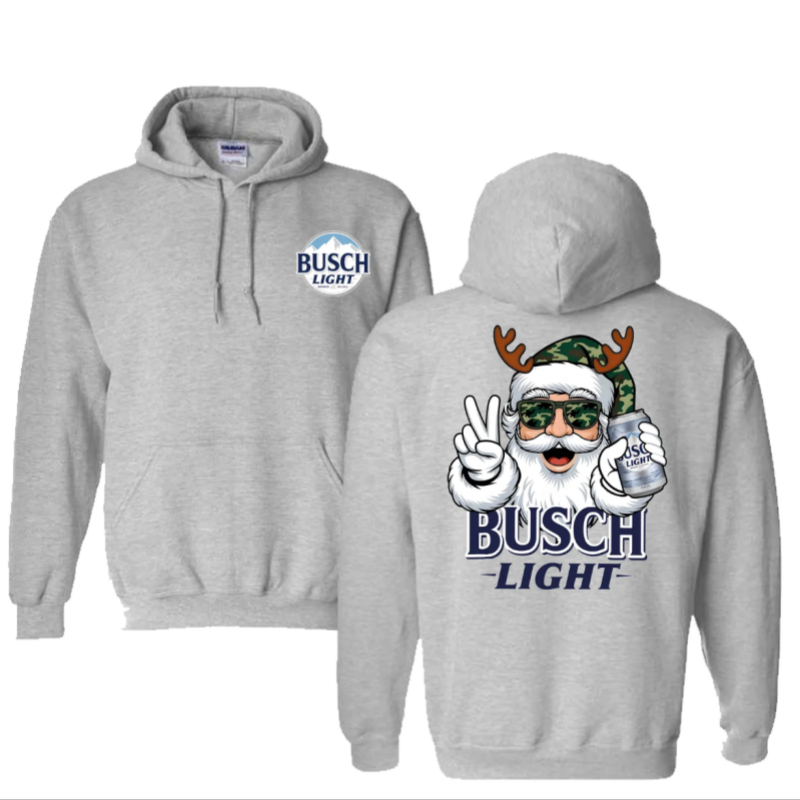 Busch Light Santa Christmas Hunting Beer Two.sided Hoodie, Christmas Hoodie, Shirts For MenFor Women, Christmas Gift ldea, Soft LongSleeve Hoodie