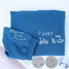 Custom Kids Drawing Sweatshirt or Hoodie, Personalized Embroidered Father's Day Gifts for Dad Grandpa
