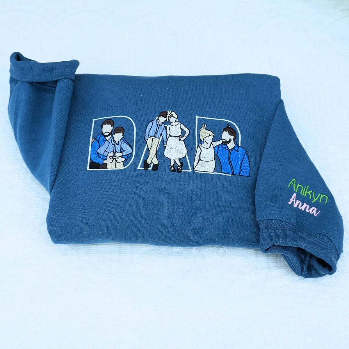 Custom Best Dad Ever Potrait Sweatshirt Or Hoodie, Personalized Embroidered Father's Day Gift for Dad