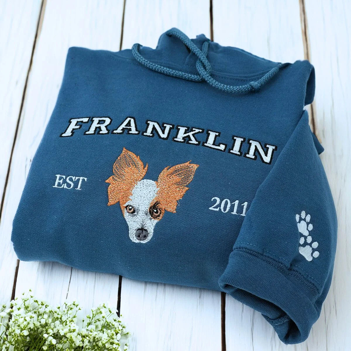 TOOOAI® Custom Embroidered Pet Hoodie - Pet Photo + Name