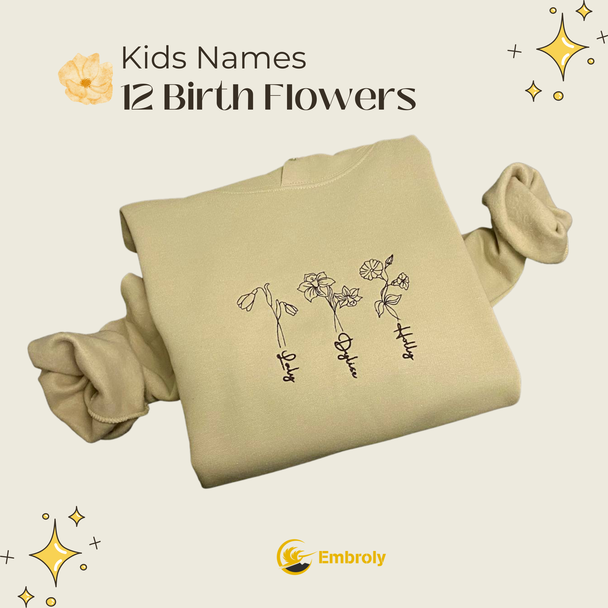 Personalized Birth Flower Mom Sweatshirt or Hoodie - TOOAI