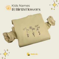 Personalized Birth Flower Mom Sweatshirt or Hoodie - TOOAI