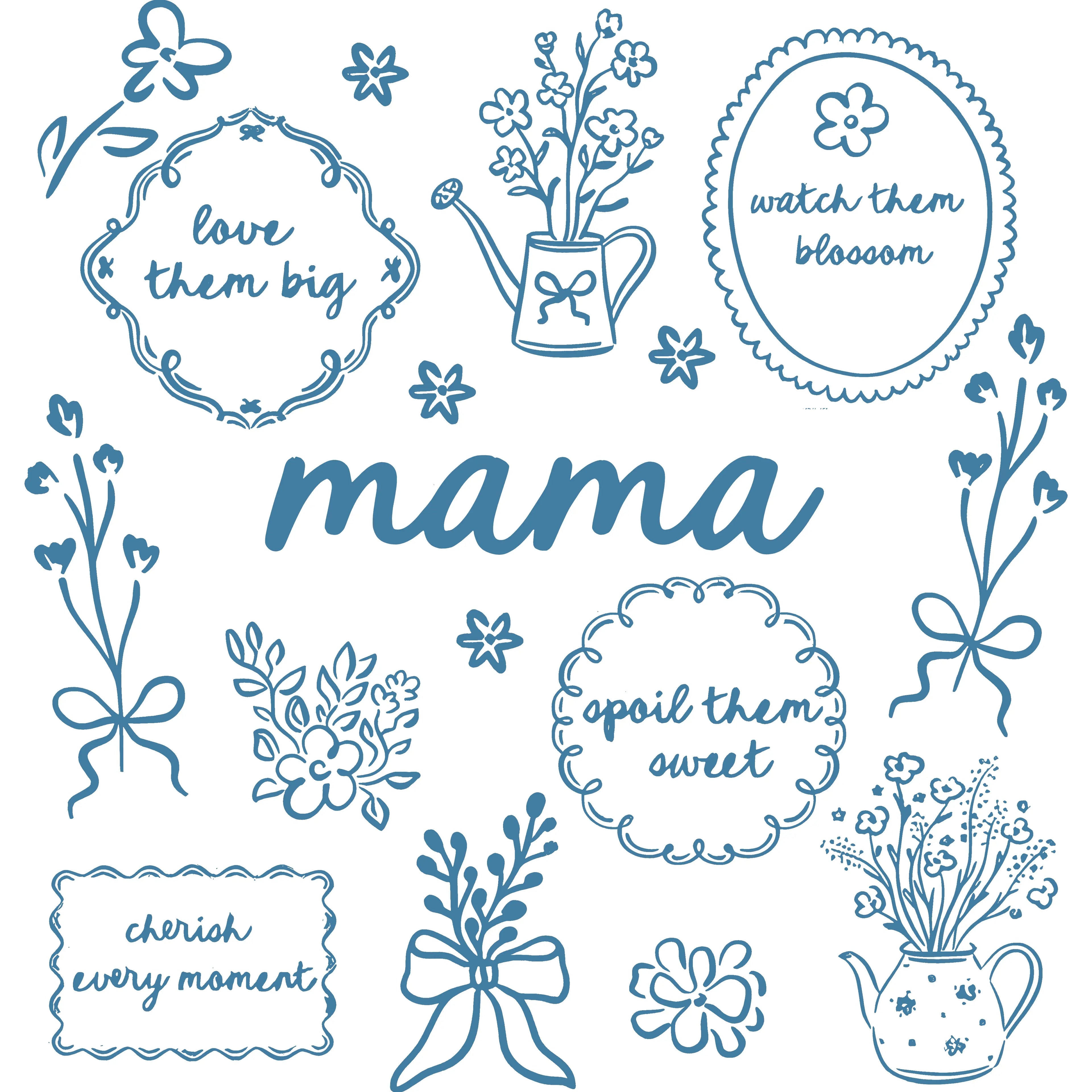 Mama Shirt Blue Floral Print Cherish Every Moment Motherhood Apparel