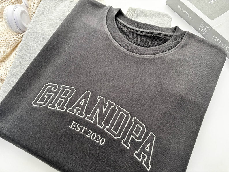 Custom Embroidered GRANDPA Sweatshirt with Name and Year