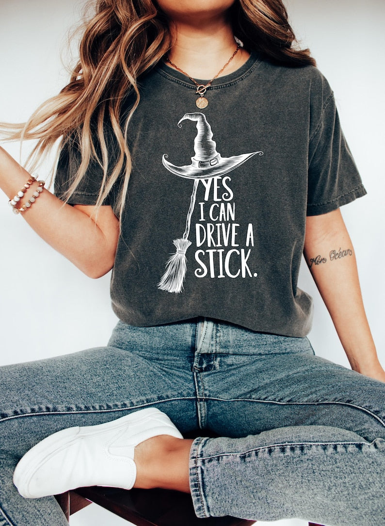 Yes I Can Drive A Stick Sweatshirt, Funny Halloween Shirt