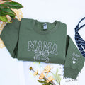 Personalized Gift for Mama with Embroidered Coquette Bow and Est year on Chest Sweatshirt or Hoodie