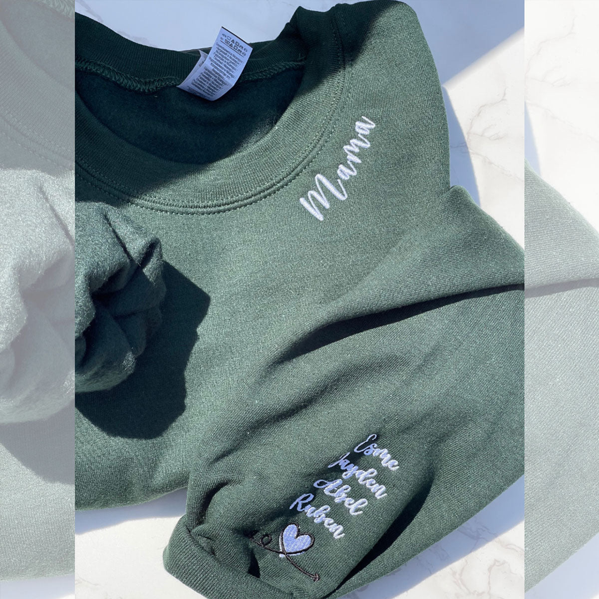 Mama Sweatshirt or Hoodie with Names on Sleeve, Custom Embroidered Gift for Mama