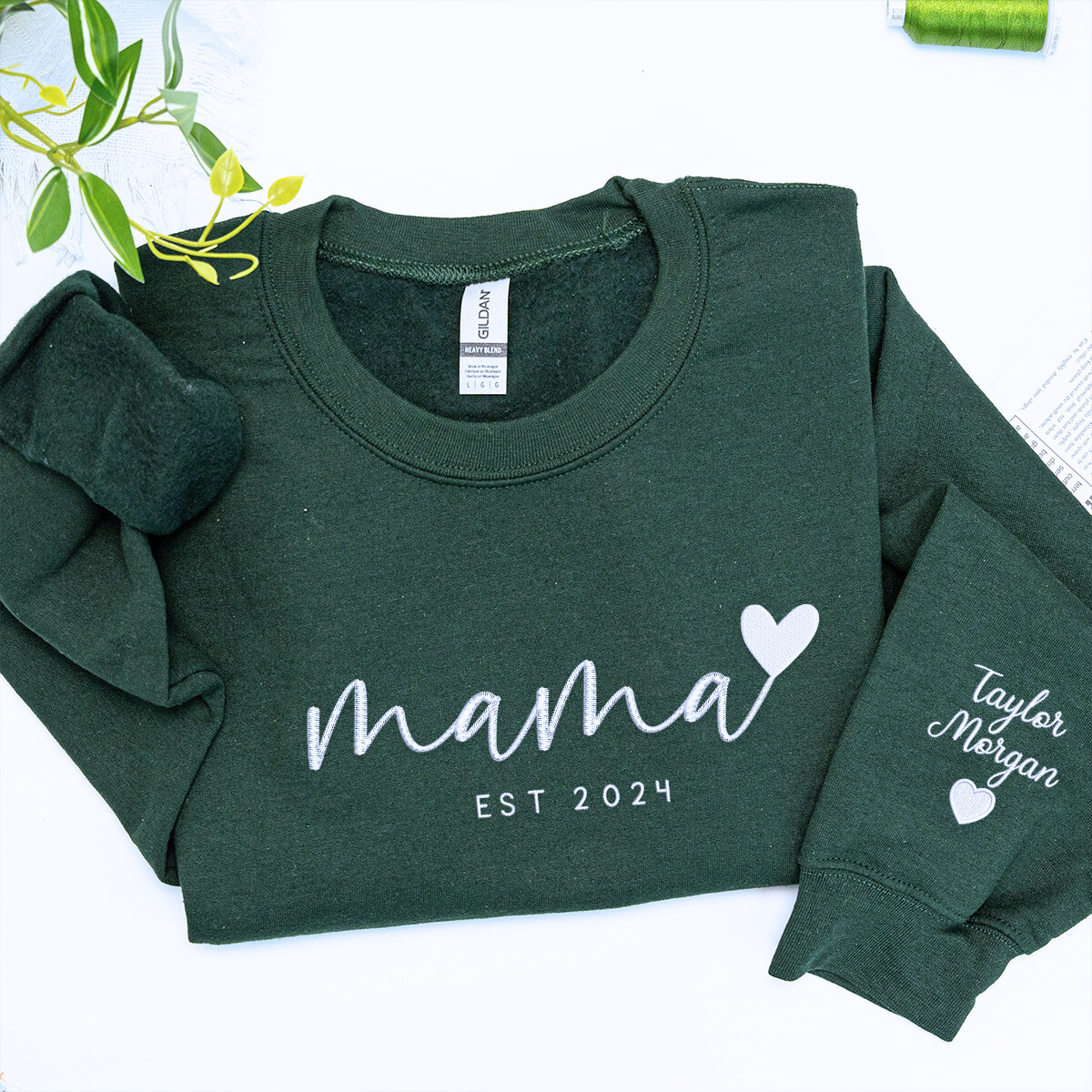 Mama Heart Sweatshirt or Hoodie, Custom Embroidered Mother's Day Gift for Mama