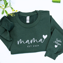 Mama Heart Sweatshirt or Hoodie, Custom Embroidered Mother's Day Gift for Mama