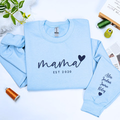 Mama Heart Sweatshirt or Hoodie, Custom Embroidered Mother's Day Gift for Mama