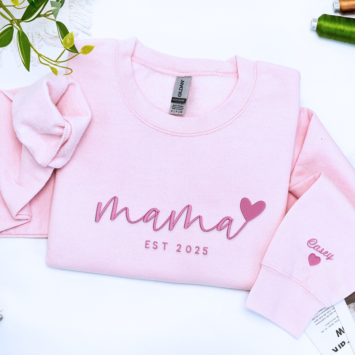 Mama Heart Sweatshirt or Hoodie, Custom Embroidered Mother's Day Gift for Mama