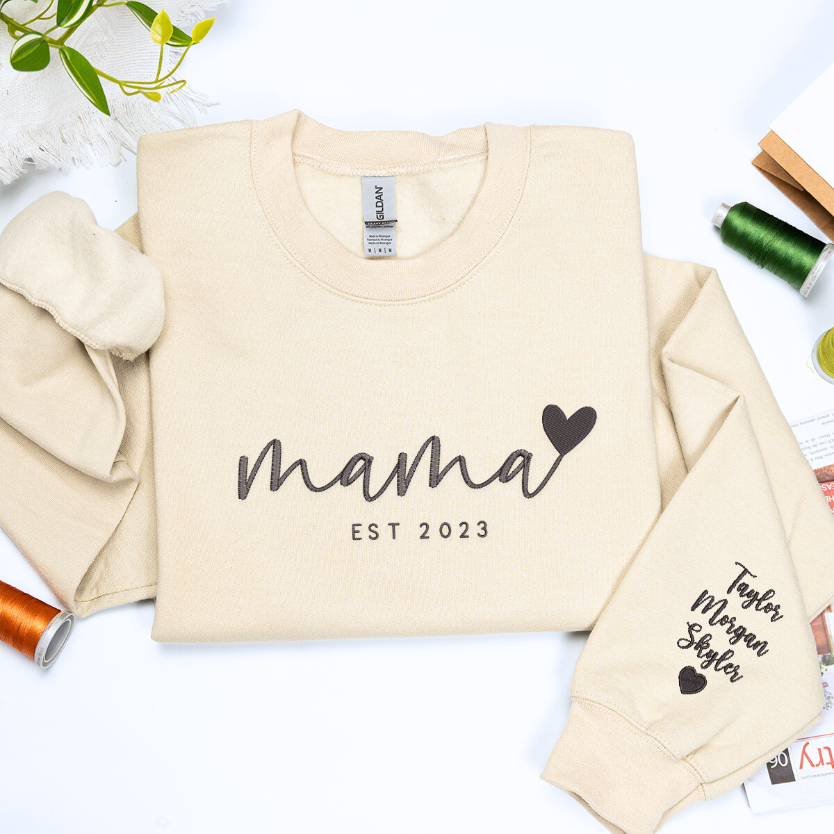Mama Heart Sweatshirt or Hoodie, Custom Embroidered Mother's Day Gift for Mama