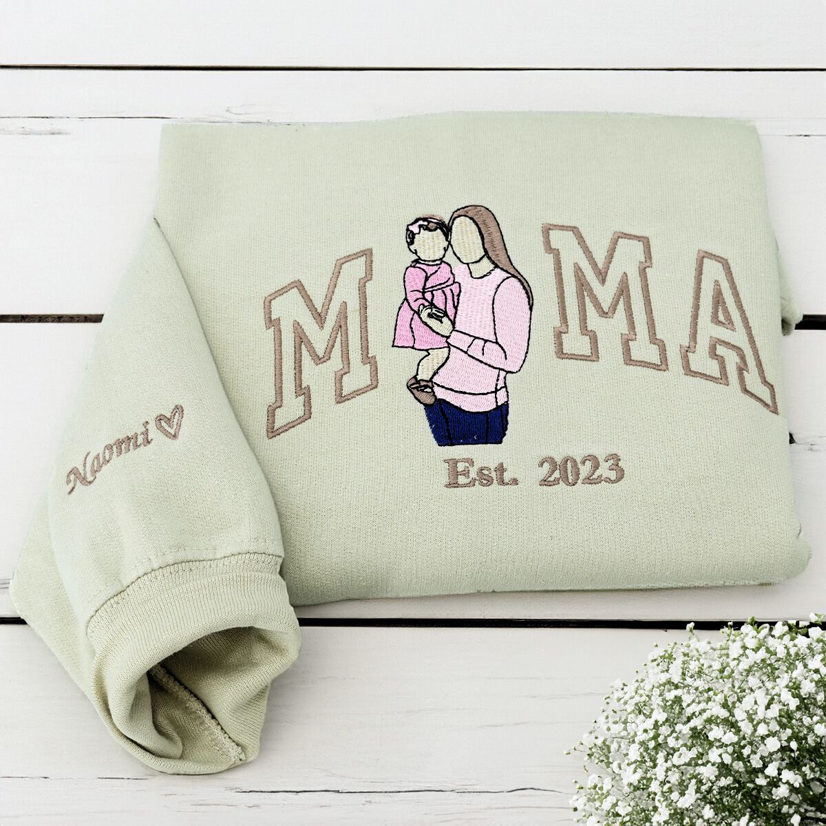 Personalized Embroidered Gifts for New Mom and New Dad, Photo Sweatshirt or Hoodie