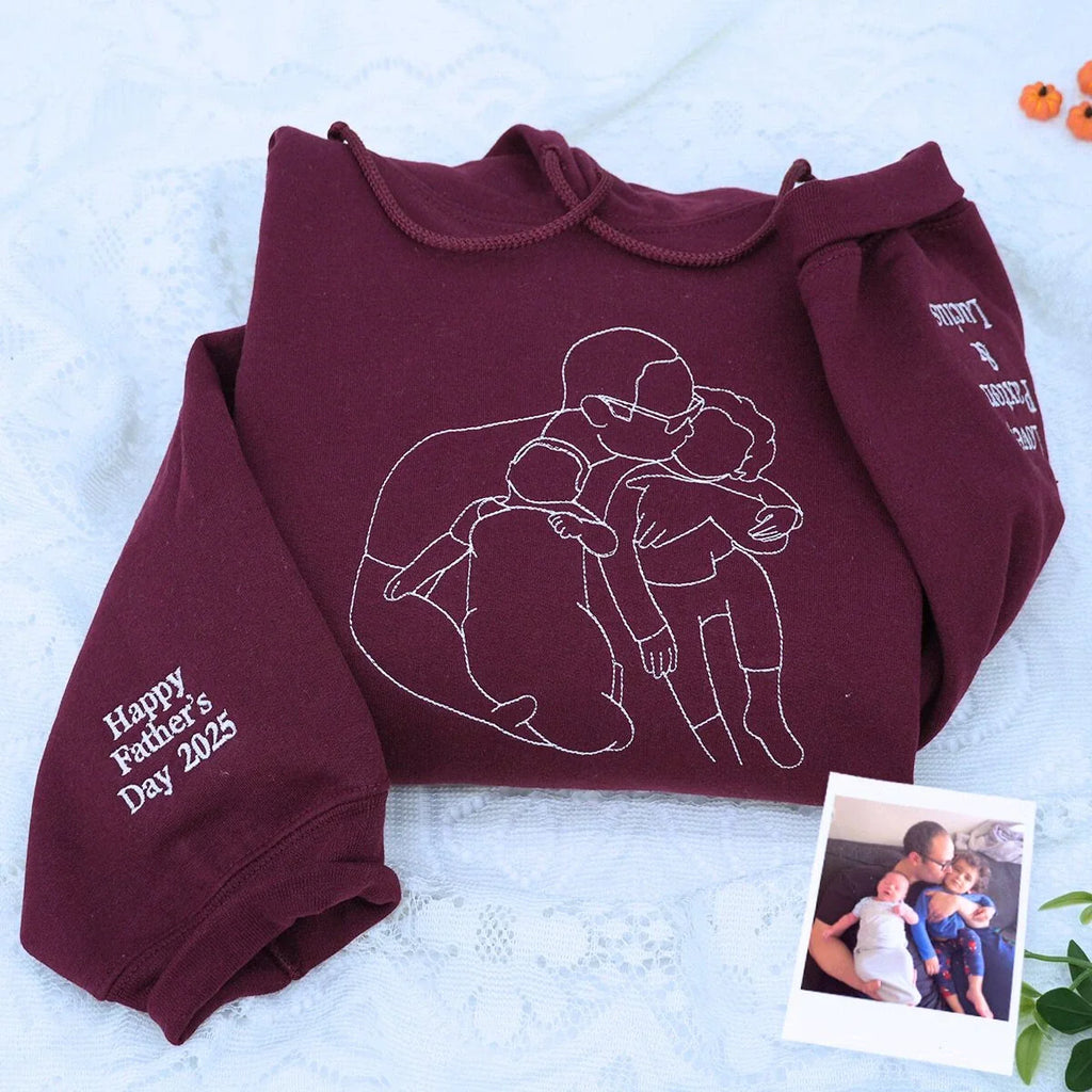 Custom Best Dad Ever Potrait Sweatshirt Or Hoodie, Personalized Embroidered Father's Day Gift for Dad