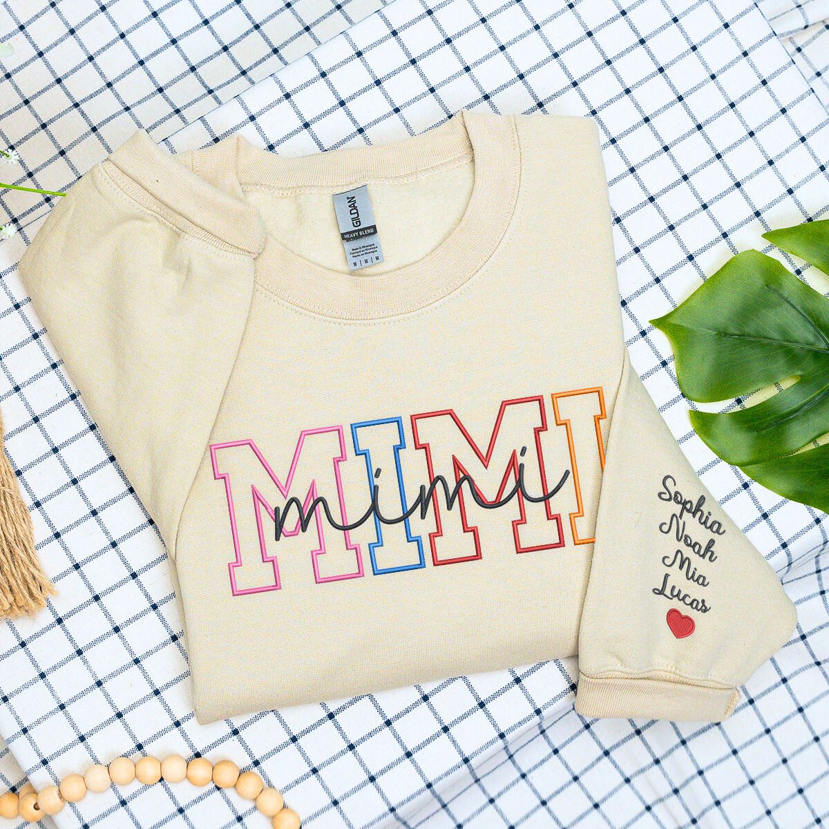 Mama Sweatshirt or Hoodie with Names on Sleeve, Custom Embroidered Gift for Mama