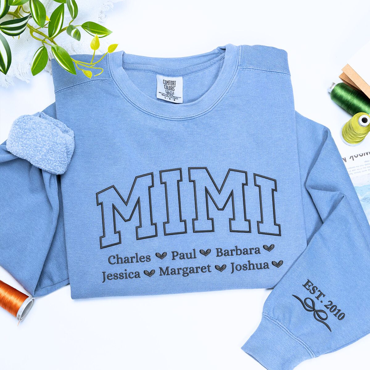Mimi T-shirt / Sweatshirt - Embroidered Unique Gift for Mimi with Kids Names on Chest