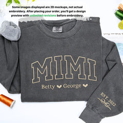 Mimi T-shirt / Sweatshirt - Embroidered Unique Gift for Mimi with Kids Names on Chest