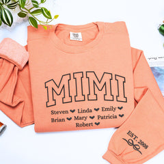 Mimi T-shirt / Sweatshirt - Embroidered Unique Gift for Mimi with Kids Names on Chest