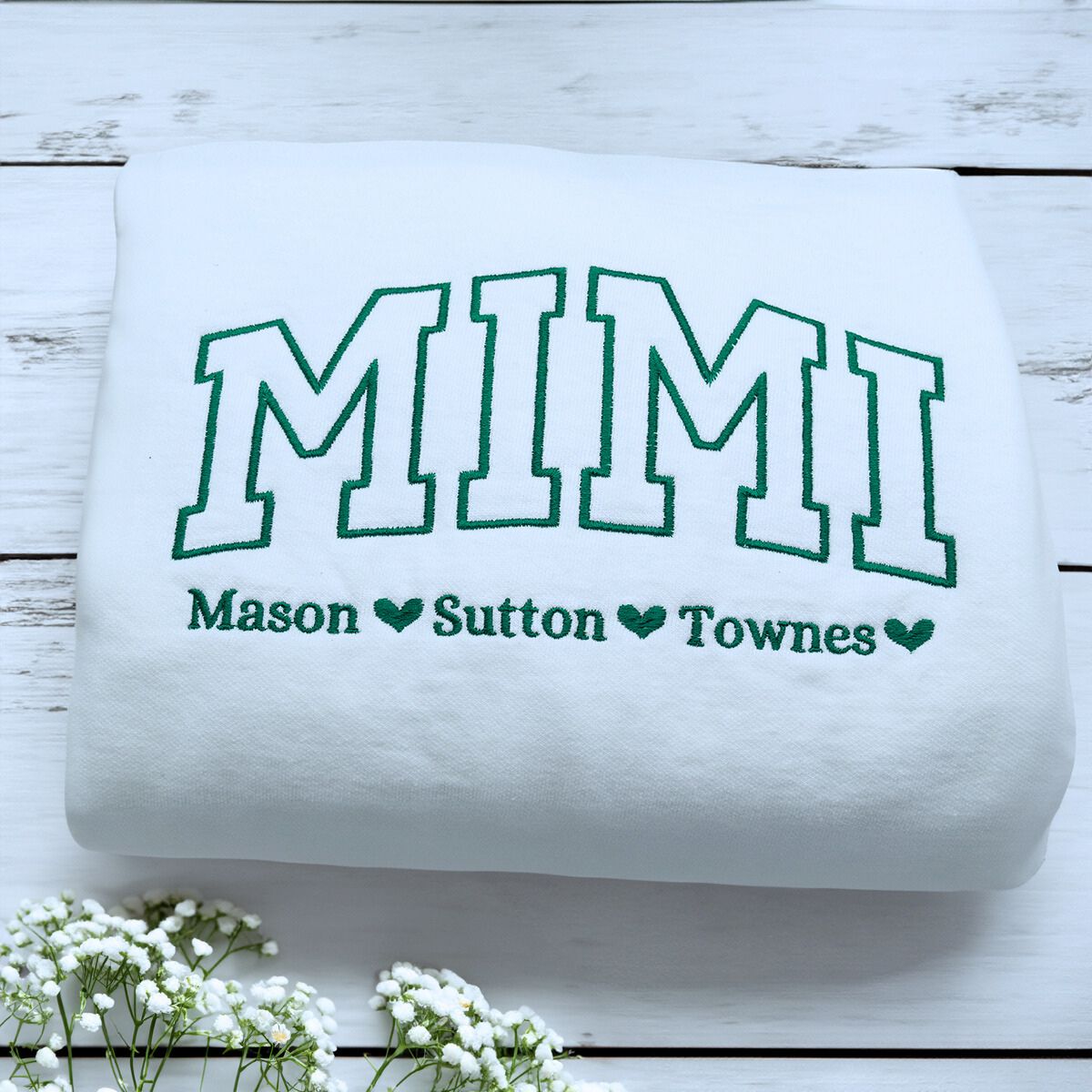 Mimi T-shirt / Sweatshirt - Embroidered Unique Gift for Mimi with Kids Names on Chest