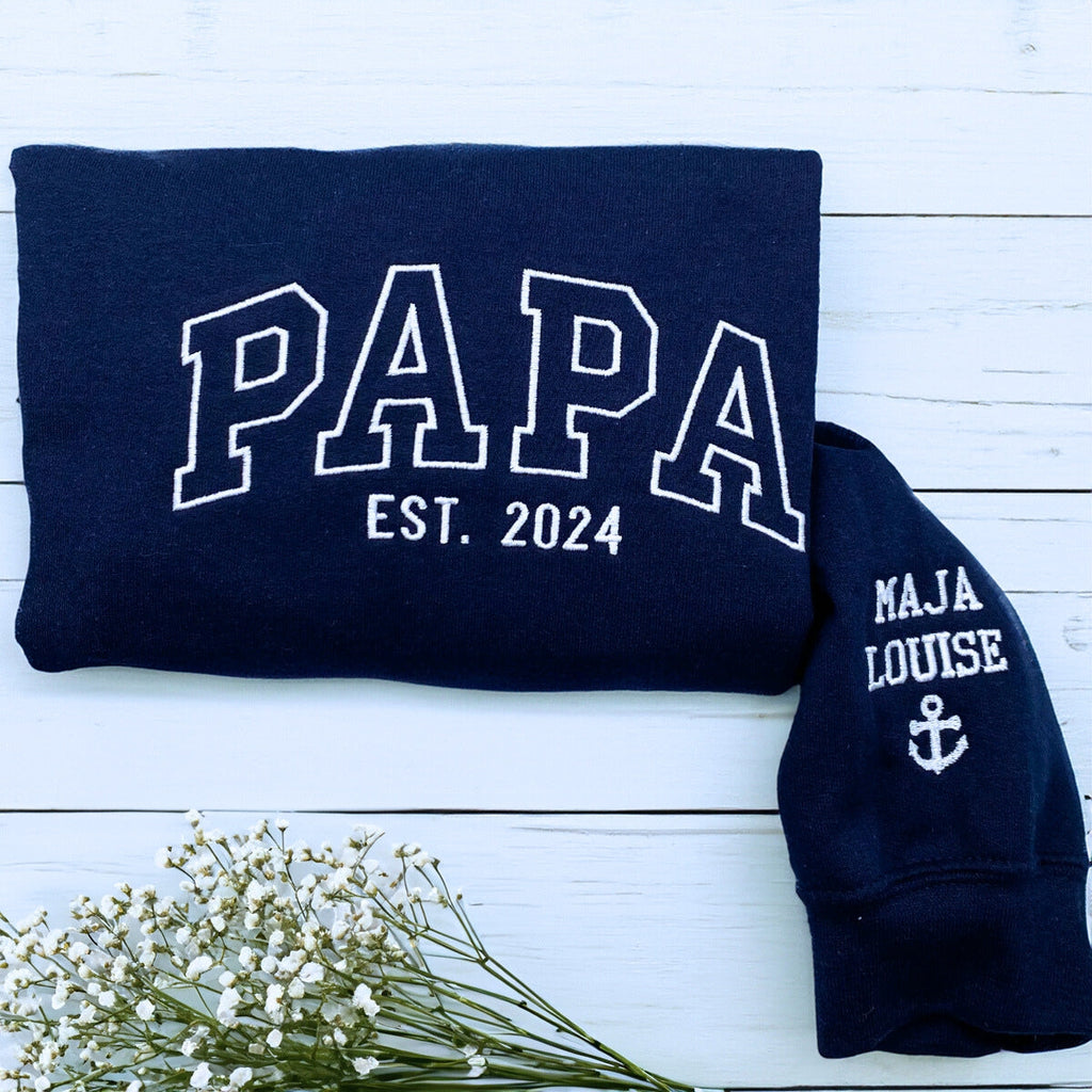 Personalized Gift for Mimi with Embroidered Varsity Text on Chest Sweatshirt or Hoodie