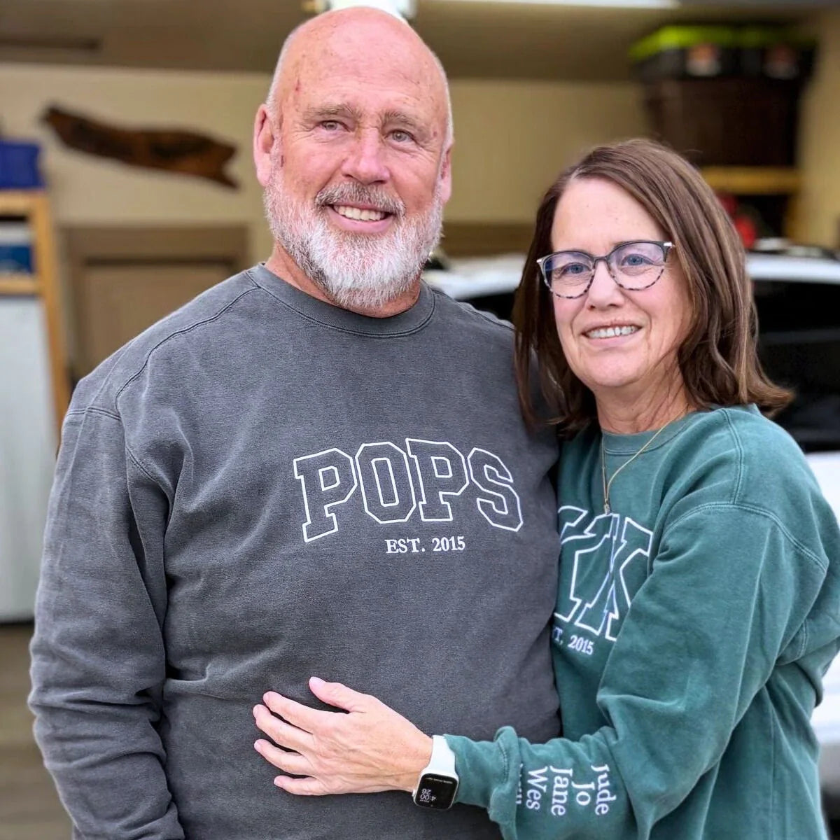 Mom and Dad Sweatshirt or Hoodie - Embroidered Gift for Parents with Est Year, Kids Names
